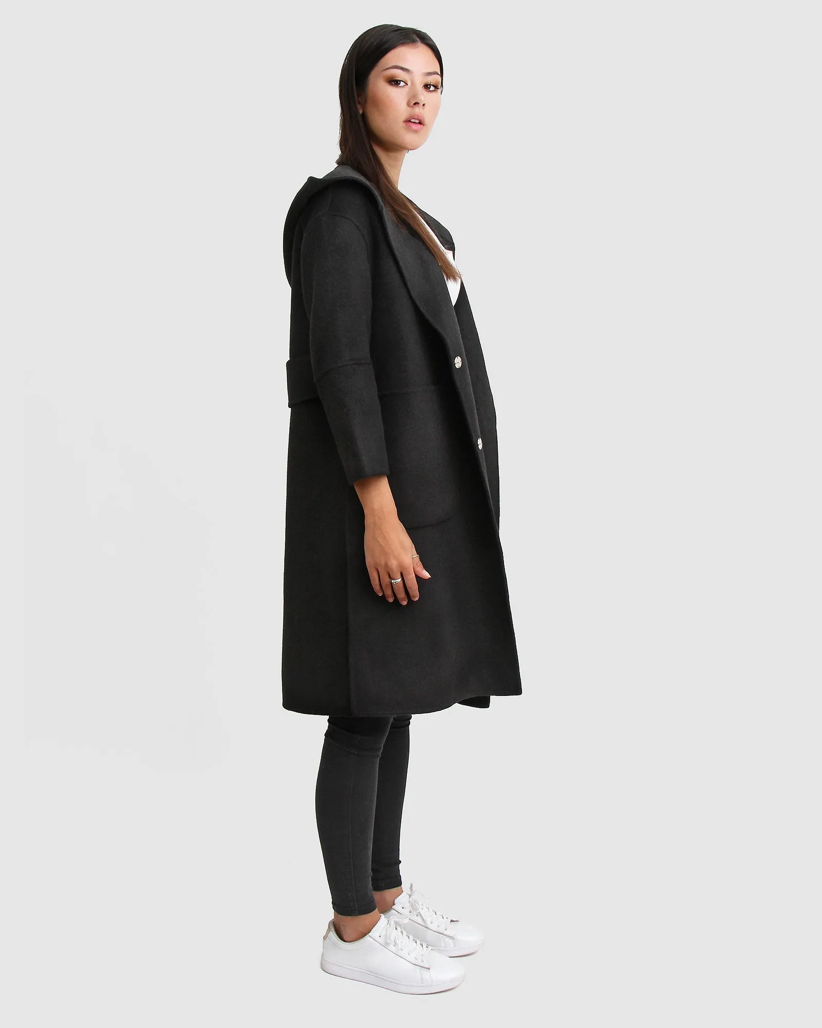 Walk This Way Wool Blend Oversized Coat - Black