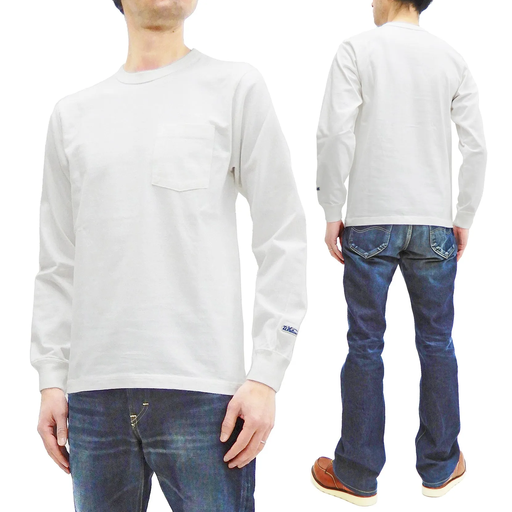 Whitesvill Plain T-shirt Men's Heavyweight Long Sleeve Pocket Tee WV68849 105 Off-white