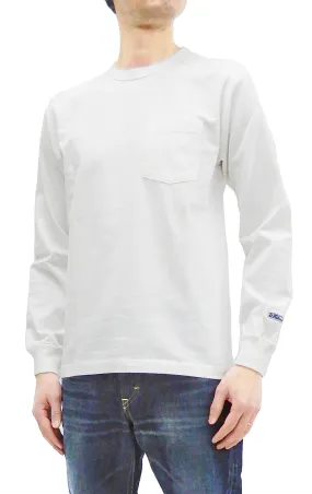 Whitesvill Plain T-shirt Men's Heavyweight Long Sleeve Pocket Tee WV68849 105 Off-white