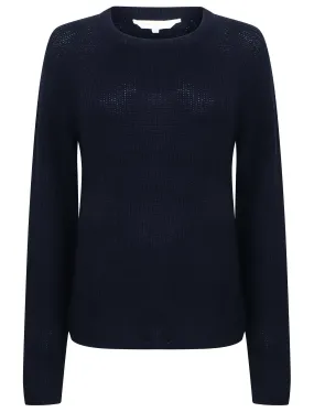 Willow Knitted Crew Neck Jumper In Navy - Amara Reya