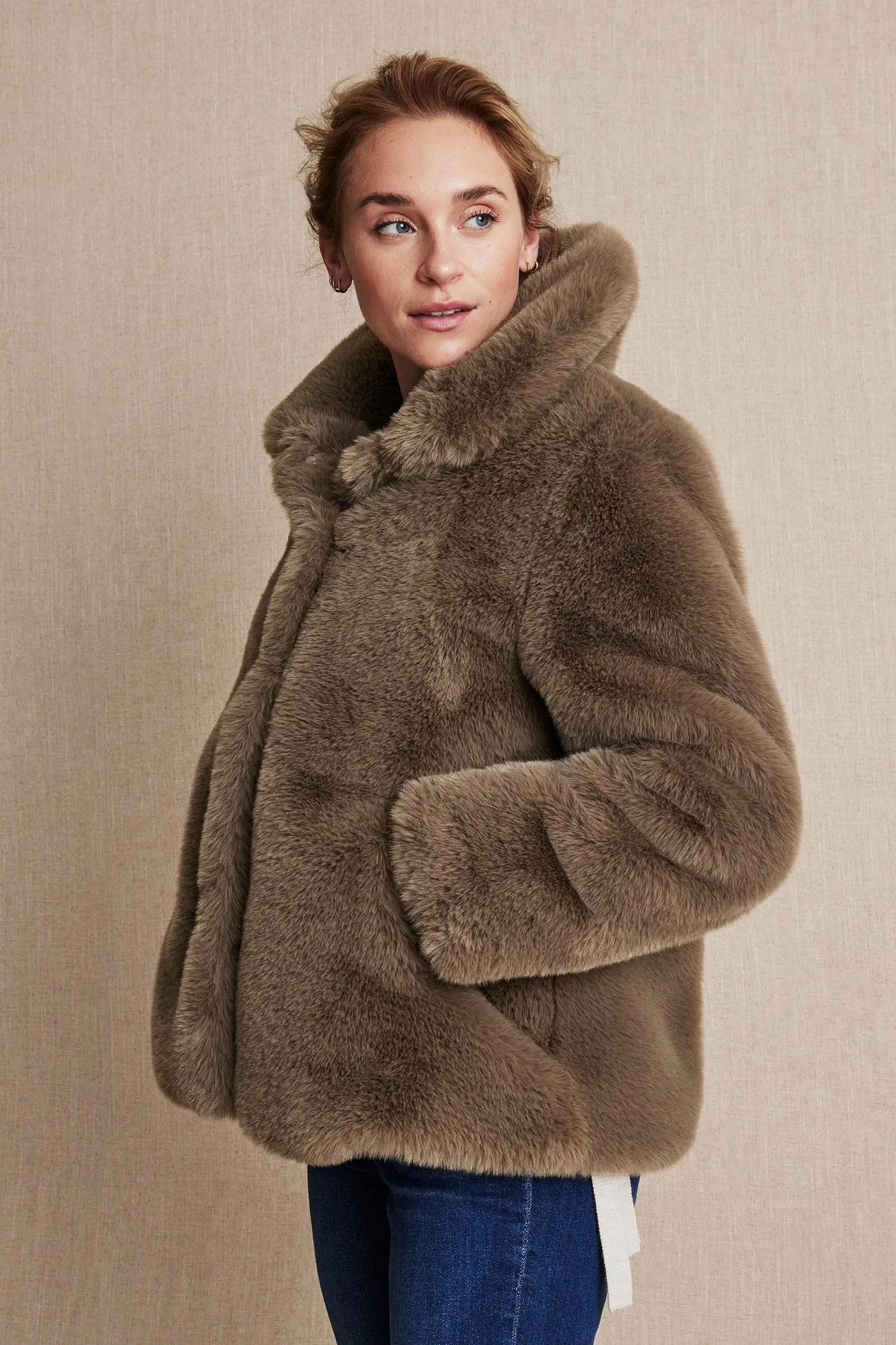 Women's brown faux fur jacket