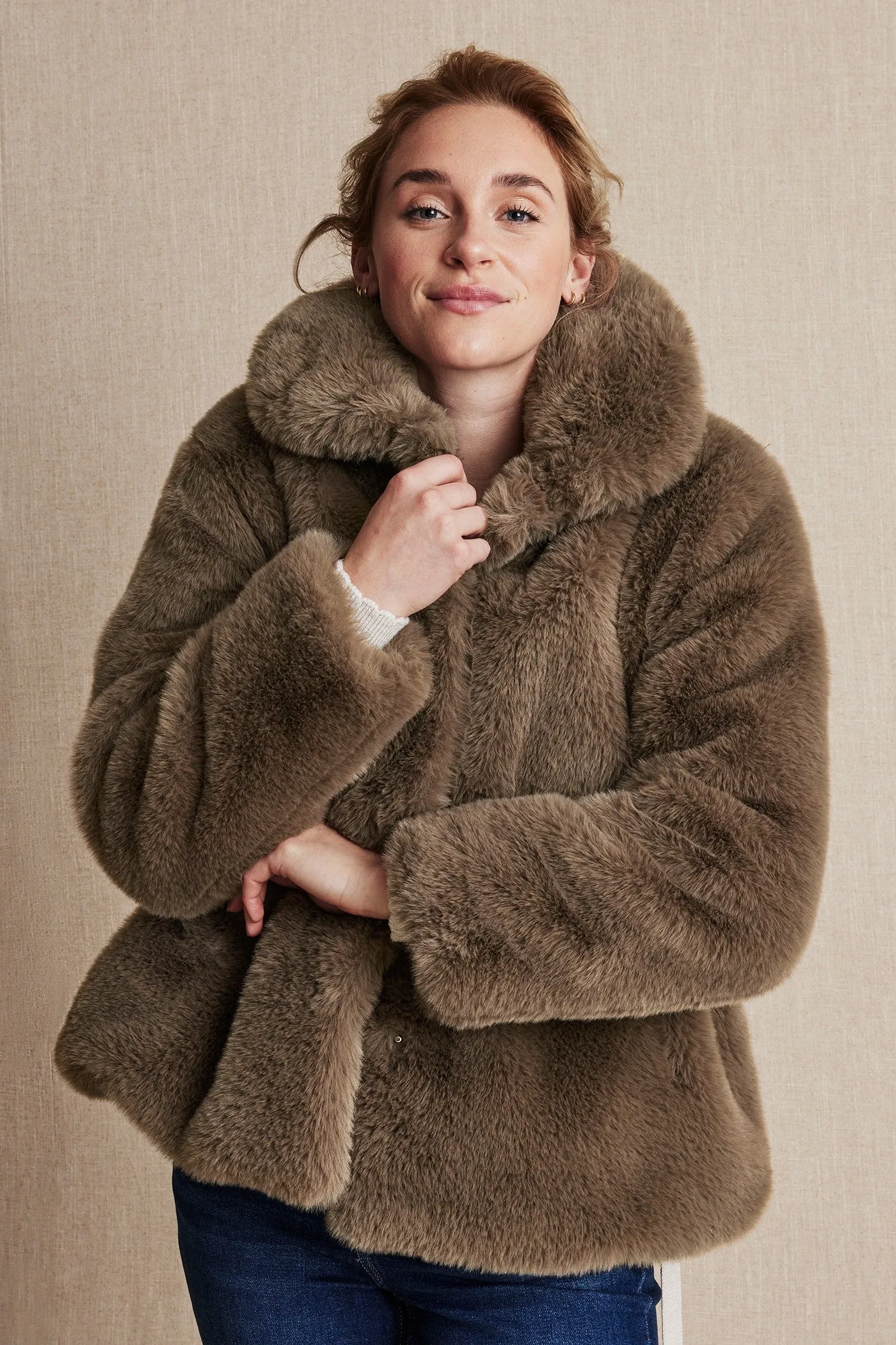 Women's brown faux fur jacket