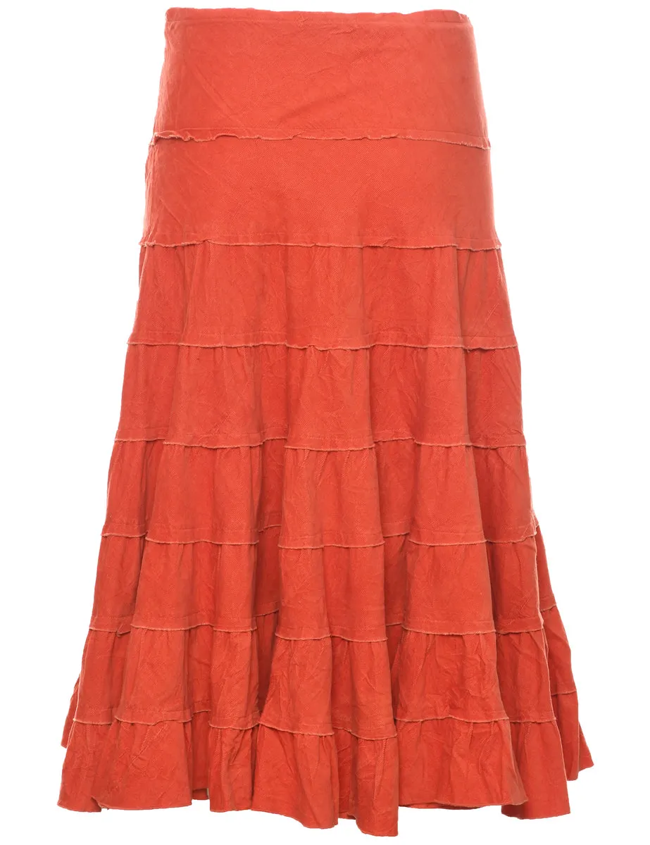 Y2K Corduroy Burnt Orange Midi Skirt - L