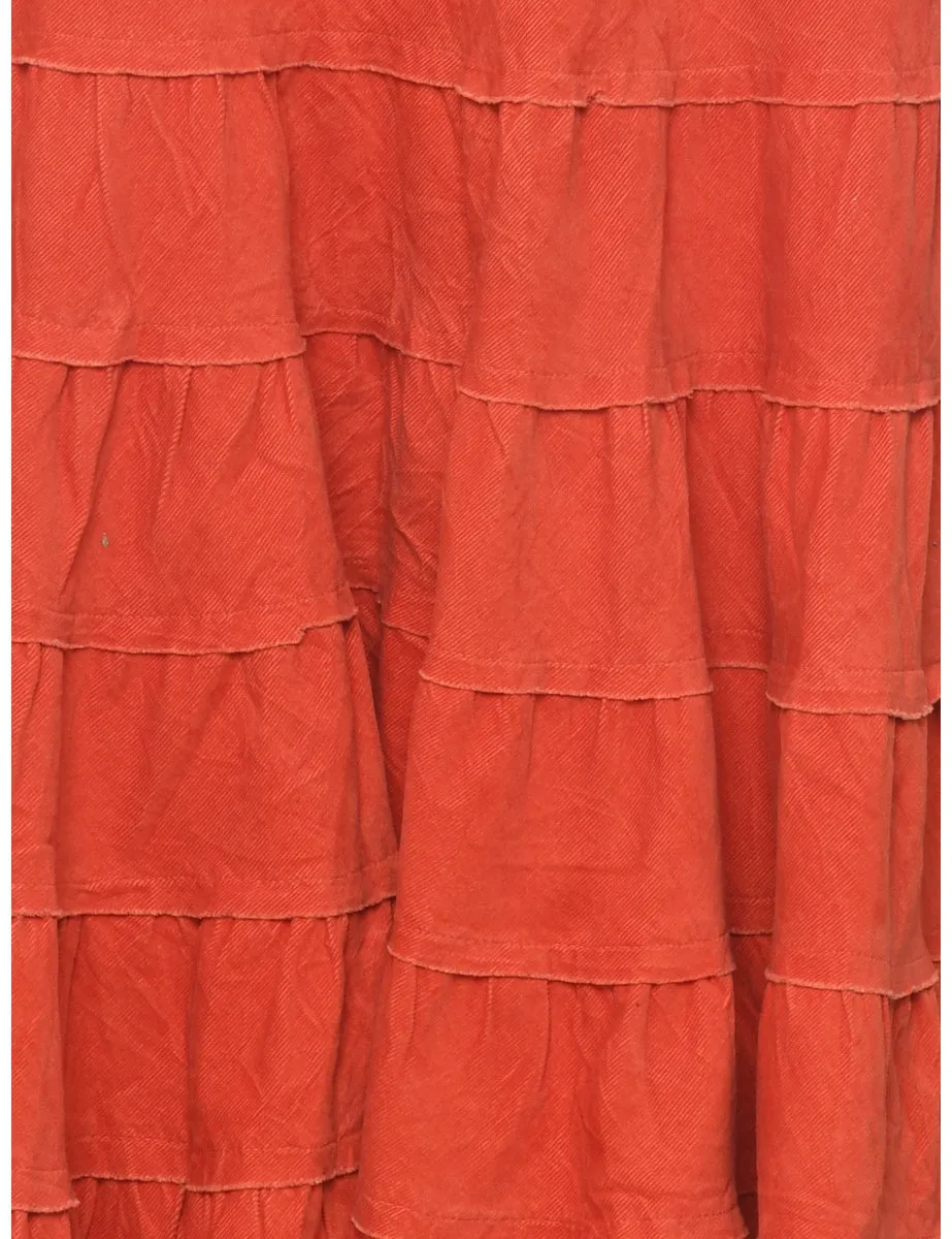 Y2K Corduroy Burnt Orange Midi Skirt - L